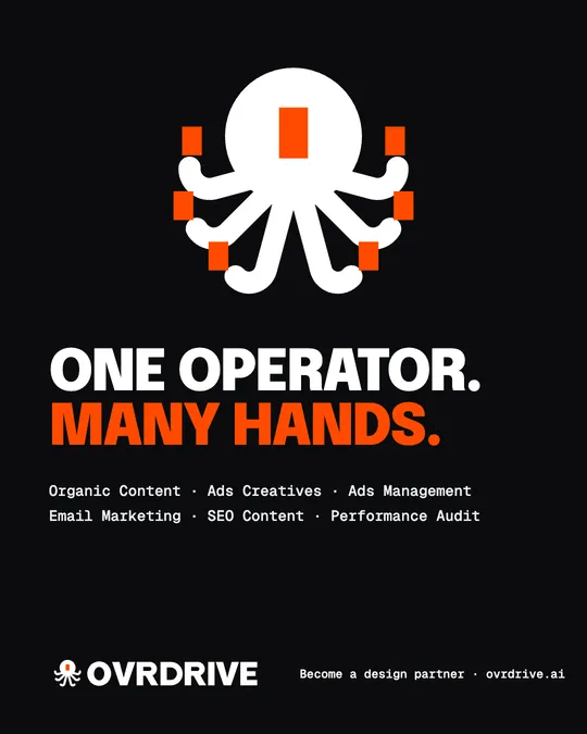 Ovrdrive social post: One operator. Many hands. The six modules listed under the octopus.